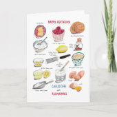 レシピ赤と黄色の誕生日チーズケーキ カード (正面)