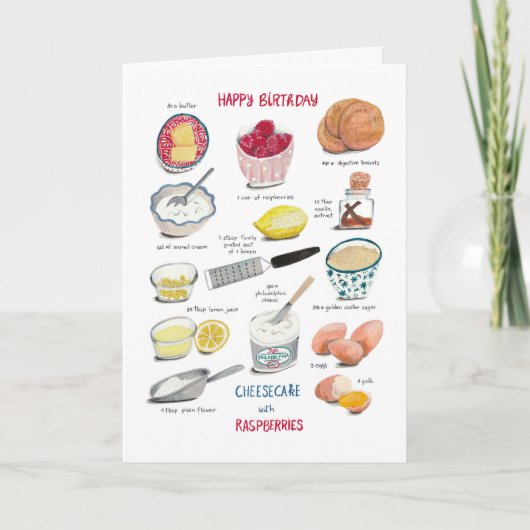 レシピ赤と黄色の誕生日チーズケーキ カード (正面)