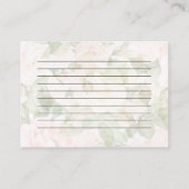 レシピ赤面ピンクガーデンフローラブライダルシャワー エンクロージャーカード (裏面)