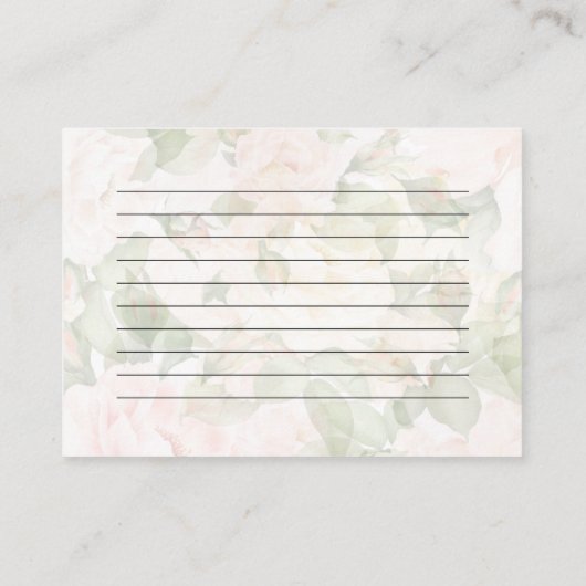 レシピ赤面ピンクガーデンフローラブライダルシャワー エンクロージャーカード (裏面)