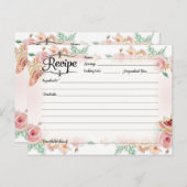レシピ赤面ピンクフローラバラ金ゴールドブライダルシャワー ポストカード (正面/裏面)