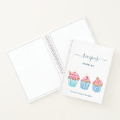 レシピ赤面ピンクベーキングブルーカップケーキ名 ノートブック (内部)