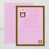 レシピ ブライダルシャワー 招待状 - ピンク (正面/裏面)