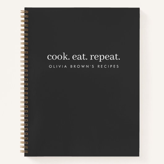レシピ |ミニマリストの木炭グレーの調理師リピ食べート ノートブック (正面)