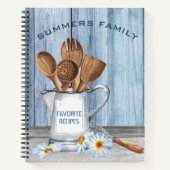 レシピ 料理本 水彩画 調理器具 木材 デイジー ノートブック (正面)