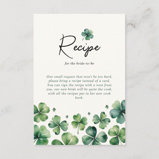 レシピfor花嫁セントパトリックの日ブライダルシャワー エンクロージャーカード (正面)