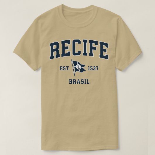 レシフェブラジルヴィンテージ航海のボートいかり国旗Sp Tシャツ (デザイン正面)