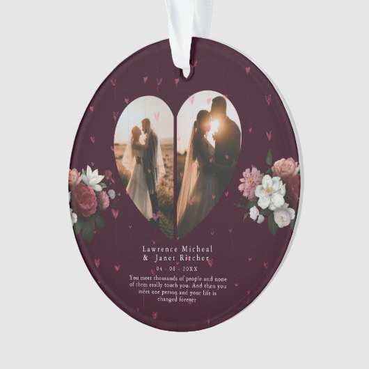 レシンプルッドカスタムハートの形をしたカップルの贈り物 オーナメント (正面)