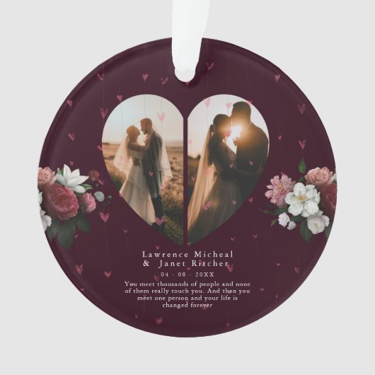 レシンプルッドカスタムハートの形をしたカップルの贈り物 オーナメント (正面)
