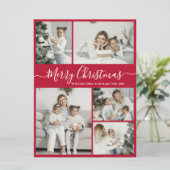レシンプルッドホワイト5フォトコラージュクリスマス シーズンカード (スタンド正面)