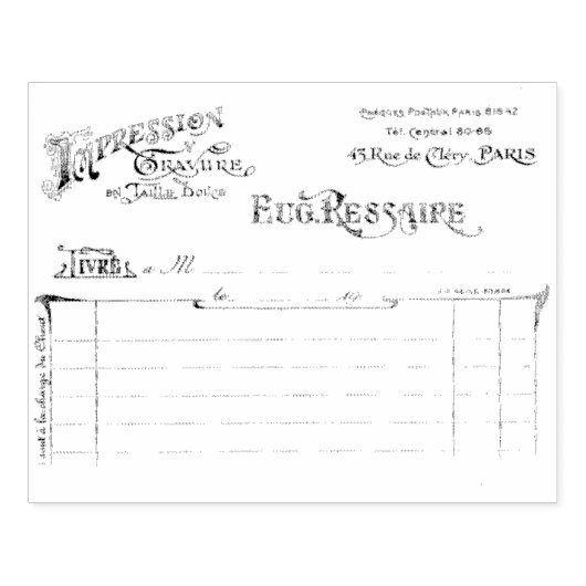 レシートフランスのヴィンテージゴム印 ラバースタンプ (インプリント)