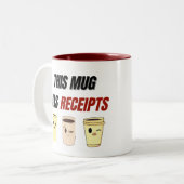 レシートマグ – コおもしろいーヒギフト ツートーンマグカップ (正面左)