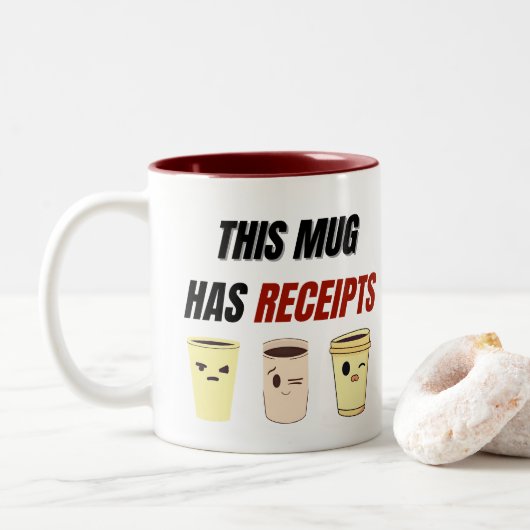 レシートマグ – コおもしろいーヒギフト ツートーンマグカップ (ドーナツ)