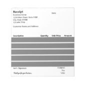 レシートモノクロ基本ビジネステンプレート ノートパッド (正面)