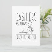 レジの人はいつも私をチェックしている サンキューカード (スタンド正面)