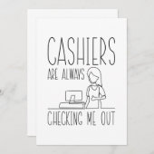 レジの人はいつも私をチェックしている サンキューカード (正面/裏面)