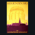 レジェンスバーグドイツヴィンテージ旅行ポスター ポスター<br><div class="desc">建物のシルエットで丘を見上げるビューを示す修復されたデジタル強化ヴィンテージ旅行ポスター、Regensburger Domを含む、大きな円形のドーム構造で影を落としている。不完全性の除去。色を修正。画像はLibrary of Congressの提供。</div>
