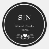 レジェントブラックキャット結婚ズイニシャル ラウンドシール (正面)