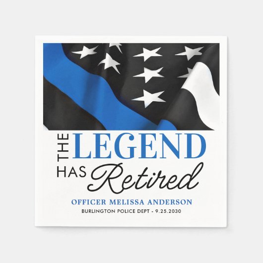レジェンドは青退職したい警察の退職パーティーを持つ スタンダードカクテルナプキン (正面)