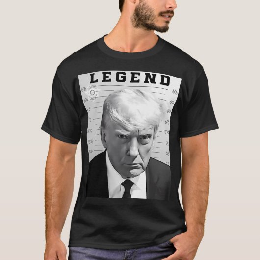 レジェンドトランプマグショット – ドナルド・トランプマグショット – Nev Tシャツ (正面)