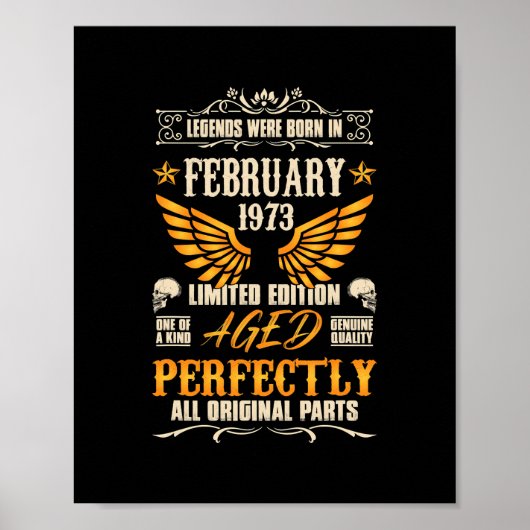 レジェンド生まれは1973年2月ロッカーバイクもしくは自転車に乗る人 ポスター (正面)