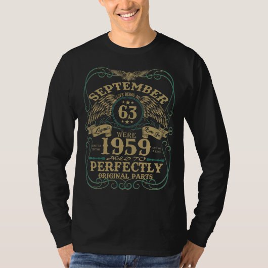 レジェンド1959年9月ヴィンテージ63日誕生日 Tシャツ (正面)
