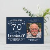 レジェンド70誕生日フォトブルーヴィンテージ 招待状 (スタンド正面)