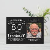 レジェンド80誕生日フォトブラックヴィンテージ 招待状 (スタンド正面)