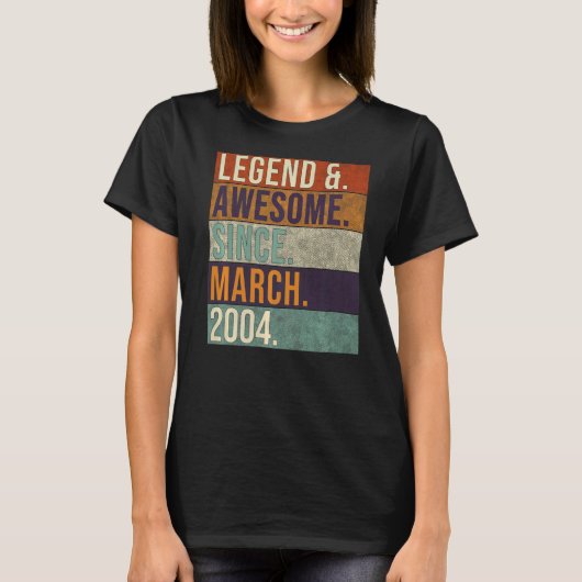 レジェンド&2004素晴らし年3月以来のレトロ誕生日B Tシャツ (正面)