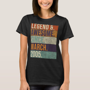 レジェンド&2005素晴らし年3月以来のレトロ誕生日B Tシャツ