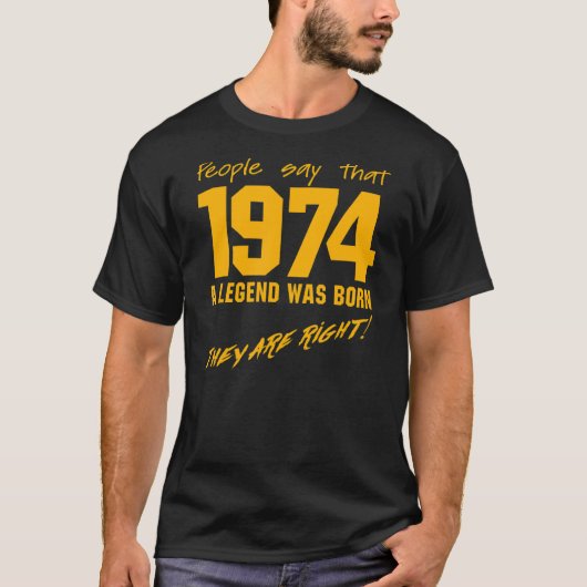 レジェン生まれト1974誕生日ヴィンテージお祝い Tシャツ (正面)