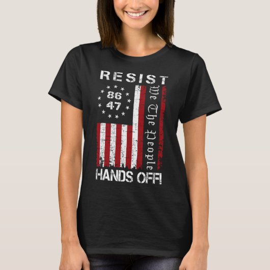 レジスタハンズオフ抗議86 47 8647抗議救D Tシャツ (正面)