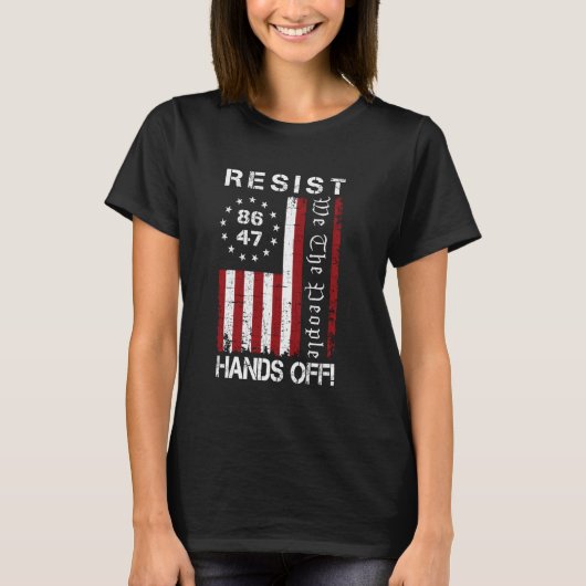 レジスタハンズオフ抗議86 47 8647抗議救D Tシャツ (正面)