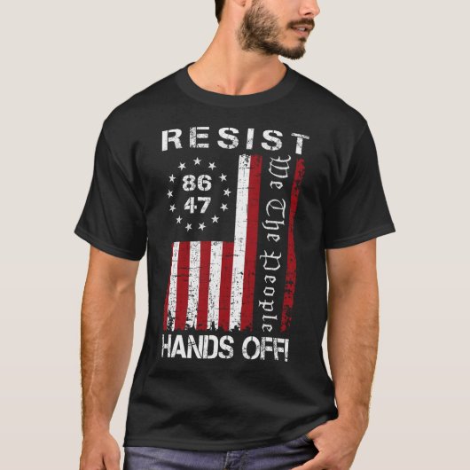 レジスタハンズオフ抗議86 47 8647抗議救D Tシャツ (正面)