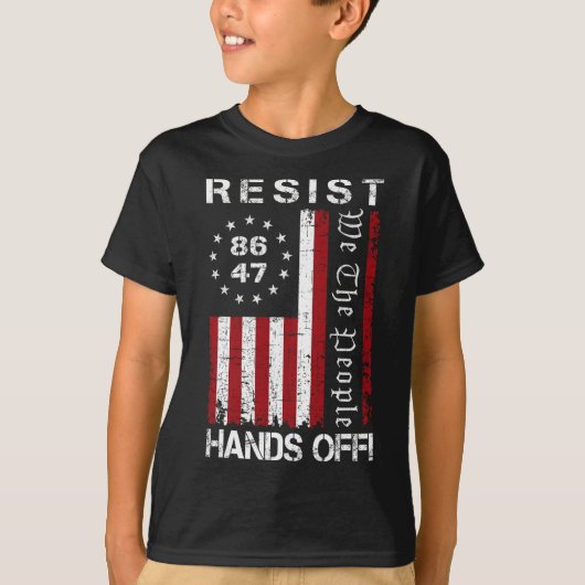 レジスタハンズオフ抗議86 47 8647抗議救D Tシャツ (正面)