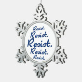 レジストパターンの青 スノーフレークピューターオーナメント (右)