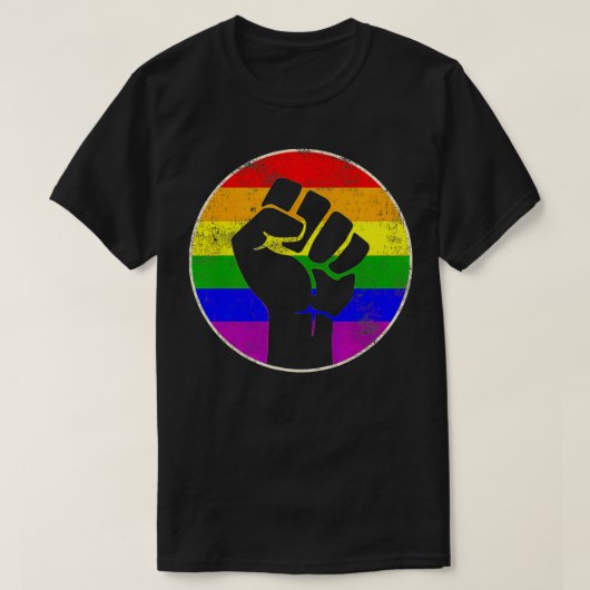 レジストファーストレインボーレズビアンゲイLGB強さパワー Tシャツ (デザイン正面)