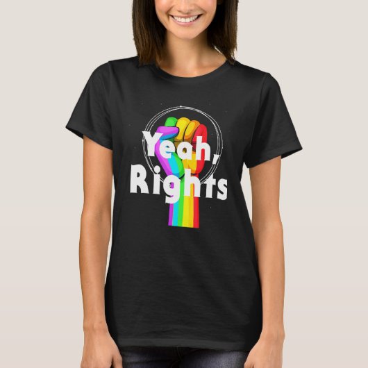 レジストファーストレインボーYeahライツLgbtqa+ゲイレズビア Tシャツ (正面)