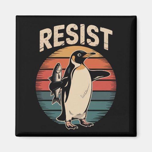 レジストペンギンズアクティビズム抗議関税レトロ マグネット (正面)