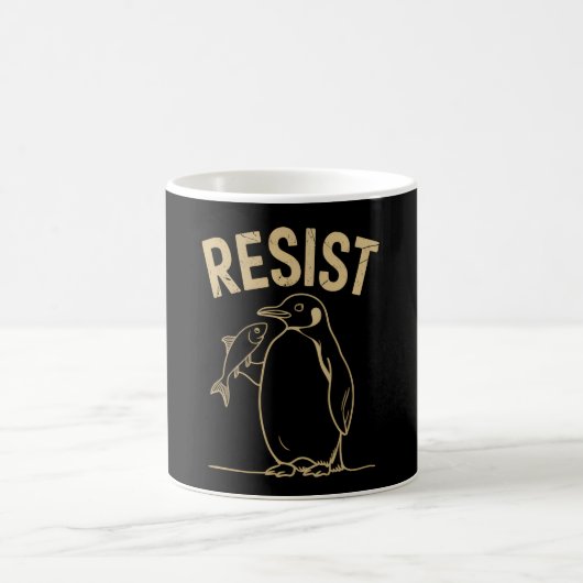 レジストペンギンズ活動主義抗議ヴィンテージ コーヒーマグカップ (中央)