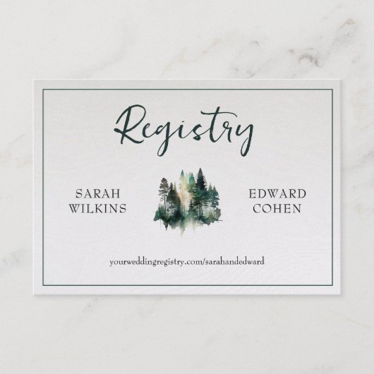 レジストリエンクロージャカード素朴、水彩フォレスト エンクロージャーカード (正面)