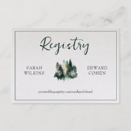 レジストリエンクロージャカード素朴、水彩フォレスト エンクロージャーカード