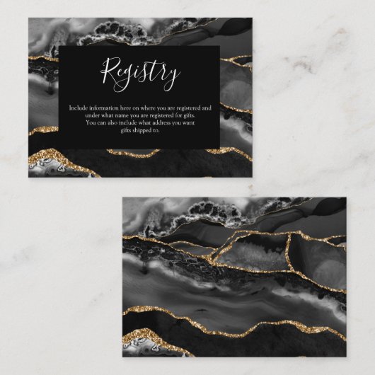 レジストリカーフォーマルドクラシックの黒い瑪瑙金ゴールド エンクロージャーカード (正面/裏面)
