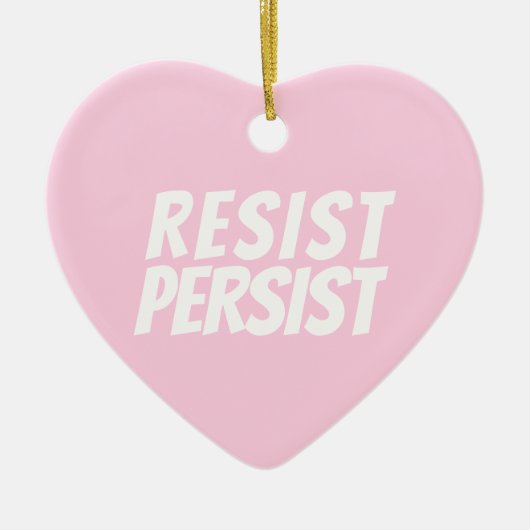 レジスト光ピンクかわいいハートクリスマス セラミックオーナメント (正面)