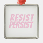 レジスト光ピンクの白いクリスマス メタルオーナメント (正面)