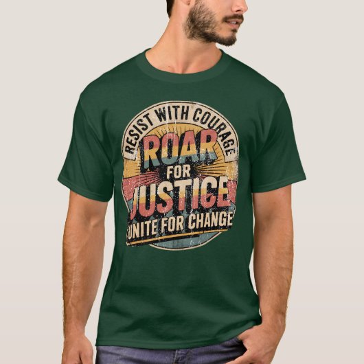 レジスト・ロア・ユニイト活動家タイポグラフィデザイン Tシャツ (正面)