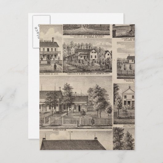 レジデンシズ&ファーム建物、オワトナ、ミネソタ ポストカード (正面/裏面)