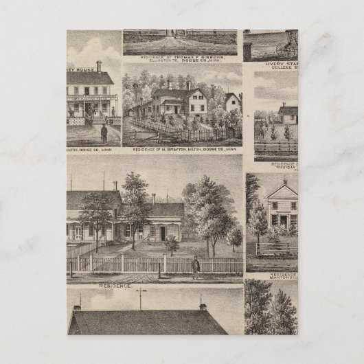 レジデンシズ&ファーム建物、オワトナ、ミネソタ ポストカード (正面)