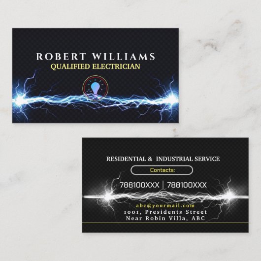 レジデンシャル&プロフェッショナル電気技師とSperk 名刺 (正面/裏面)