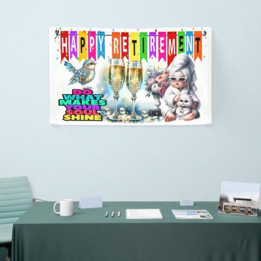 レジャーのレディースハッピーリタイアバナー 横断幕 (トレードショー)